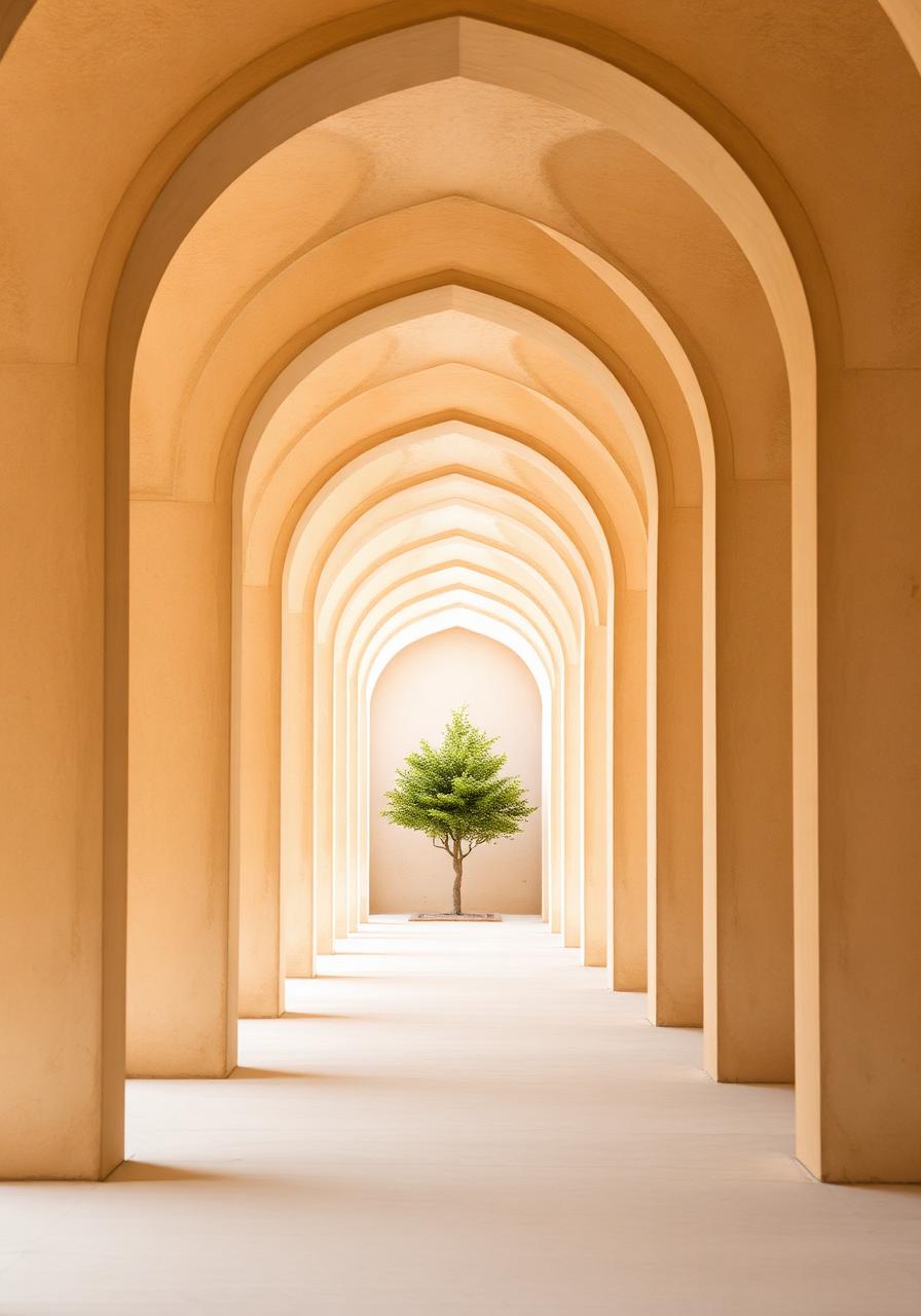Archway opening to a small green tree — guidance through thresholds.